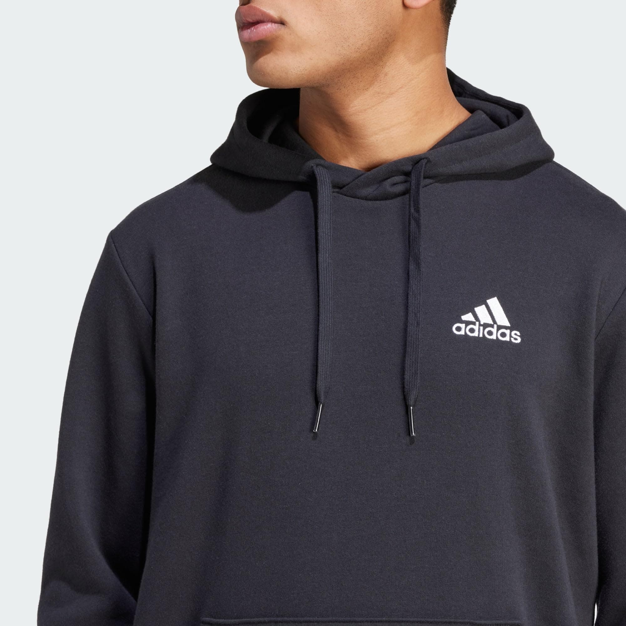 adidas Essentials Fleece Hoodie Sudadera, Black/White, XL Hombre