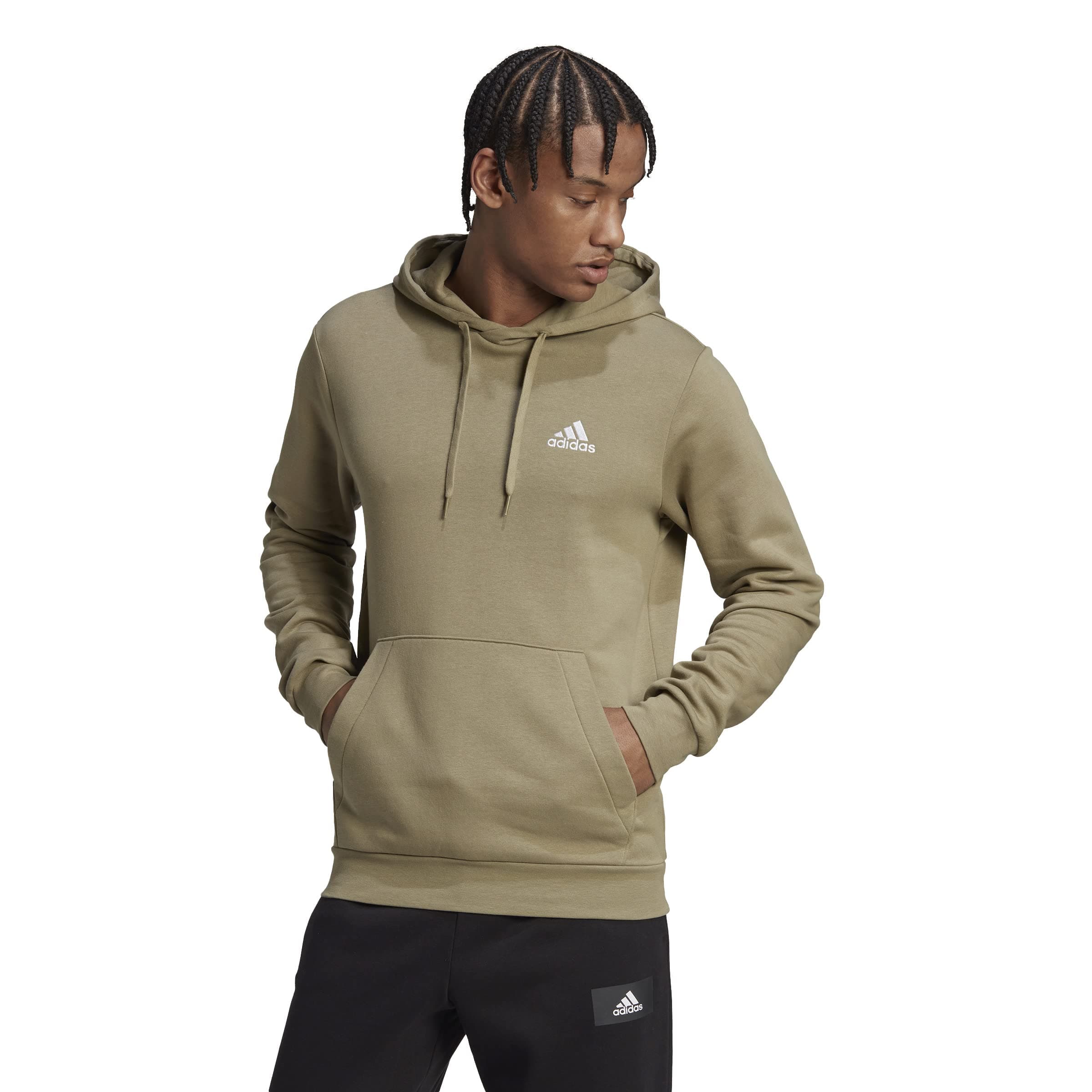 adidas Essentials Fleece Hoodie Sudadera, Orbit Green/White, M Hombre