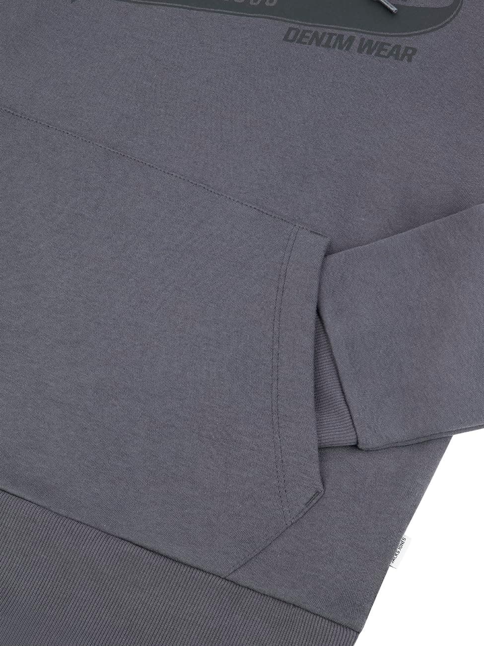JACK & JONES Sudadera con capucha para hombre JJEADRIAN Sudadera con capucha y bolsillos canguro Corte Regular Algodón Estampado Negro Gris Azul S M L XL XXL 3XL