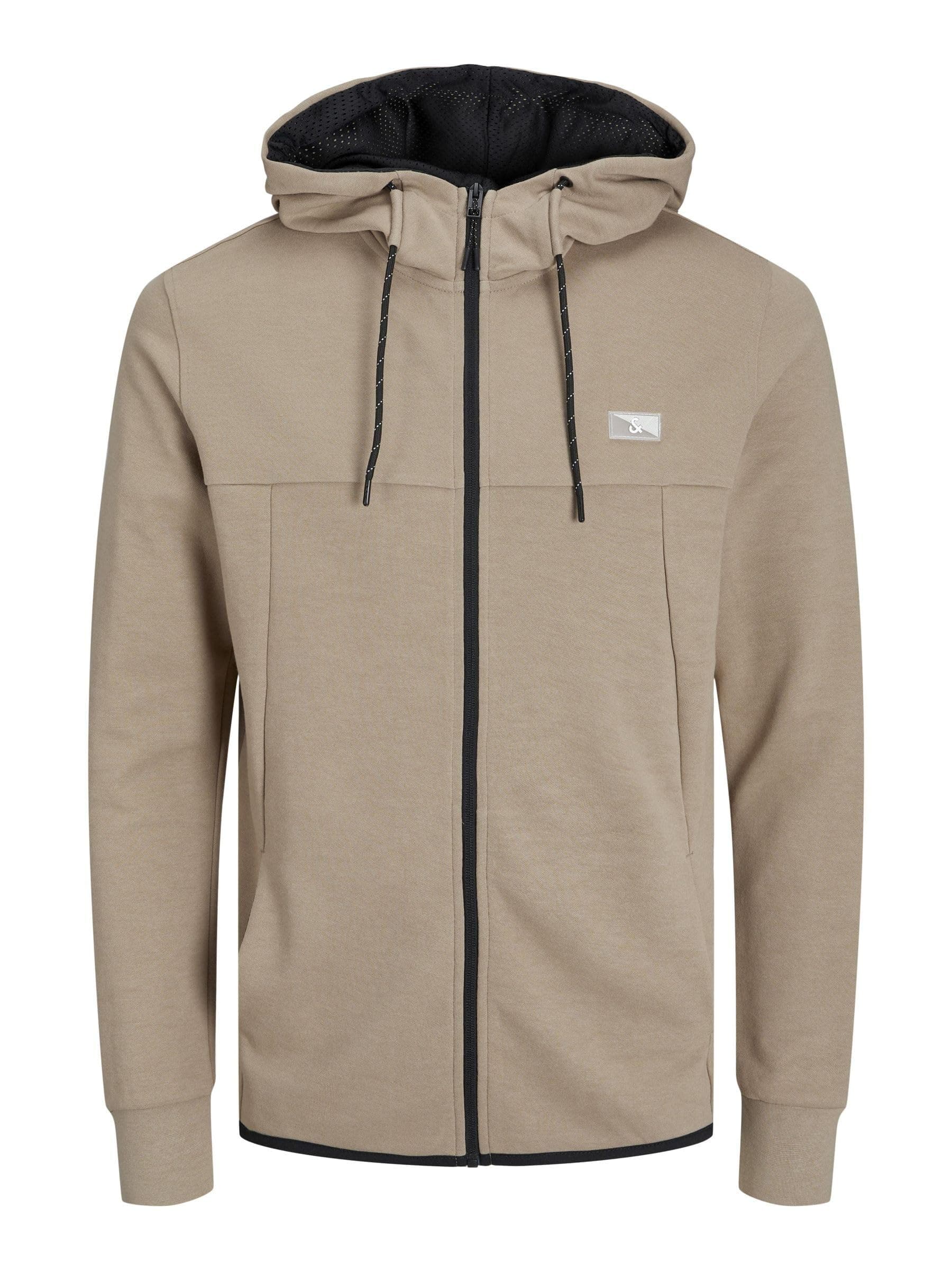 JACK & JONES Sudadera con Capucha con Cremallera Jcoair Noos, Crockery/Detalle: Melange, M para Hombre