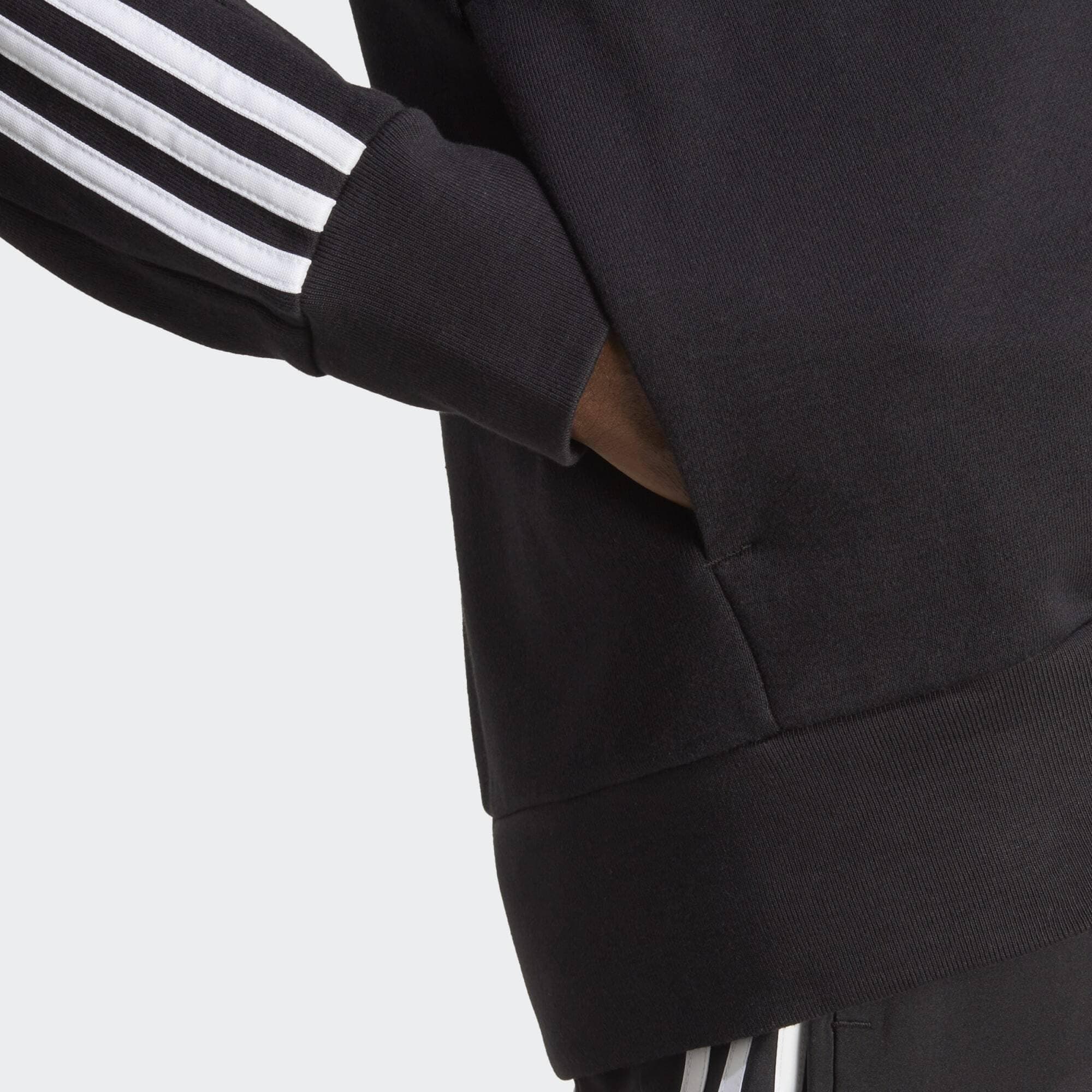 adidas Essentials French Terry 3-stripes Full-zip Hoodie Sudadera con capucha, Black/White, M Alto Hombre
